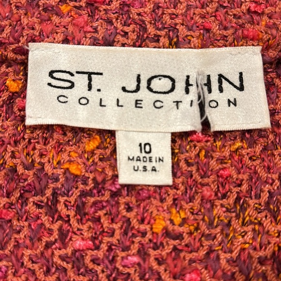 St. John Collection tweed jacket, peachy/pink with flecks, pockets, size 10 - Picture 3 of 10